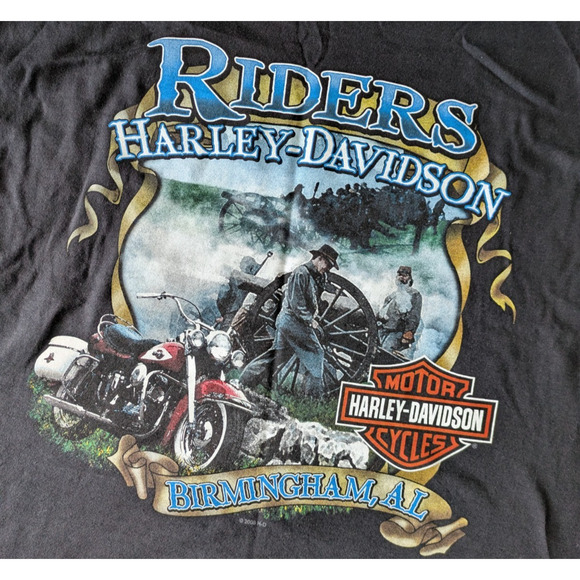 Harley Davidson Riders Birmingham Alabama Black T Shirt Size Large Ride Hard - Picture 1 of 6